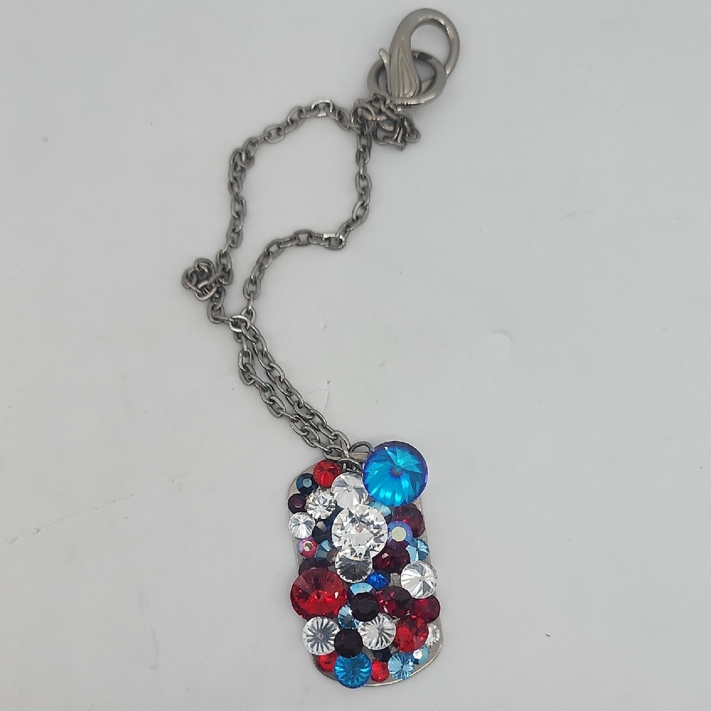 Gasoline Glamour Colorful Crystal D9g Tag Pendant Necklace